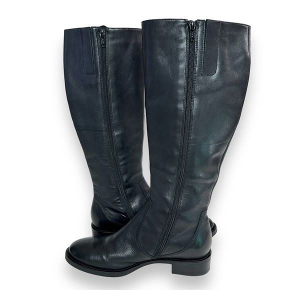 ECCO Knee High Boots Sz 38 7-7.5 Hobart Harness Riding Black Leather Equestrian - Picture 8 of 14